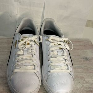 Puma Classic White Sneakers with Gold Details size 10